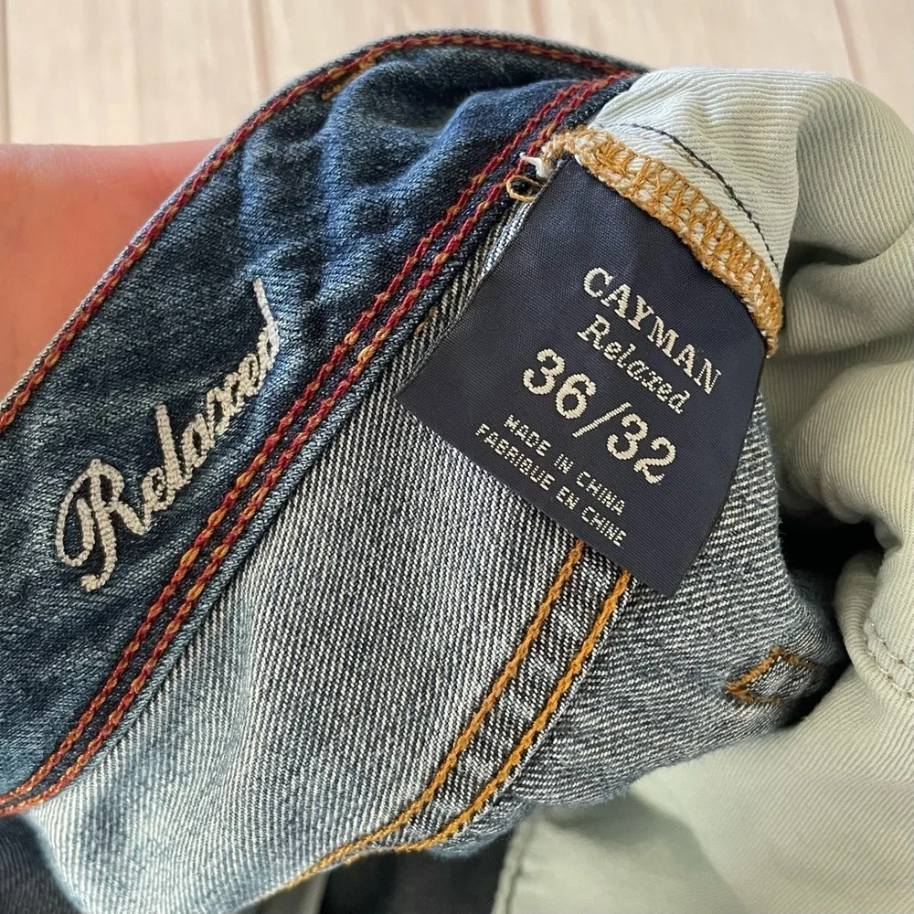 Tommy Bahama Cayman Relaxed Jeans Men’s 36x32 Blue Dark Wash Straight Logo
